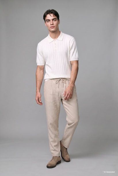 T-shirt Polo à manches courtes en tricot texturé à col polo Coupe standard