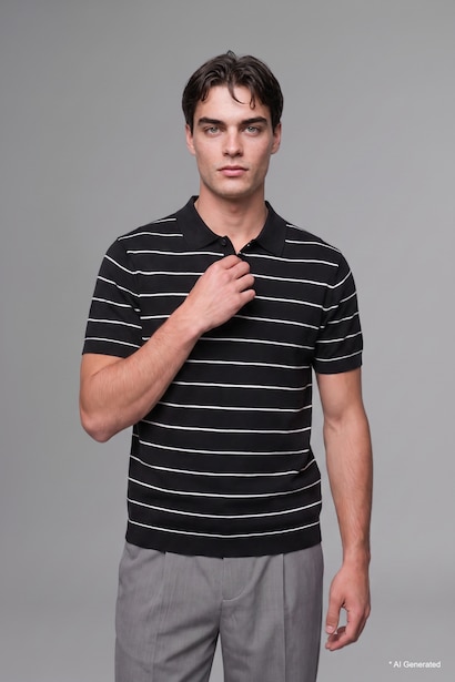 Standart Fit Çizgili Polo Tişört
