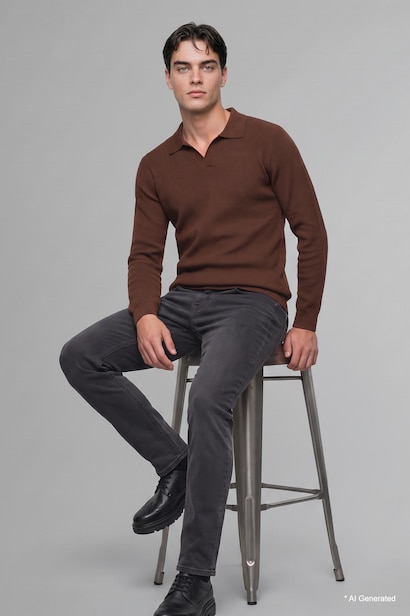 Standart Fit Polo Yaka Triko Basic Kazak