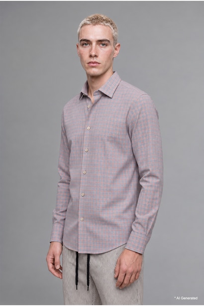 Boxy Fit Checked Long Sleeve Shirt