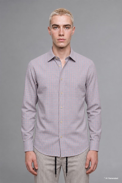 Boxy Fit Checked Long Sleeve Shirt