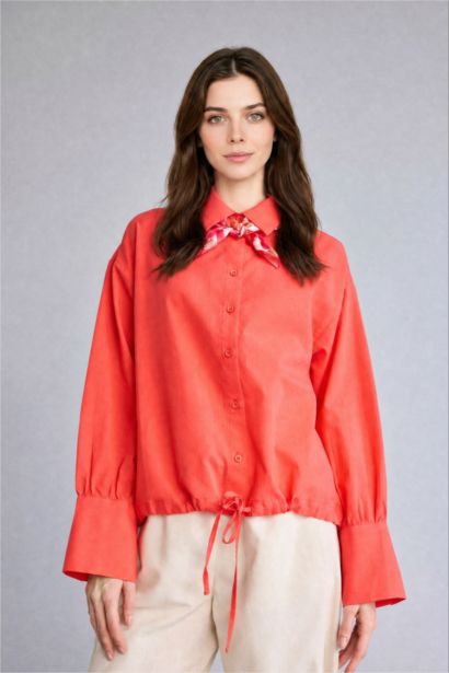 Tunique rouge à manches longues en voile Coupe régulière