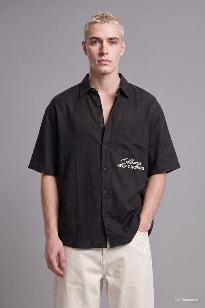Oversize Fit Cotton Short Sleeve Shirt