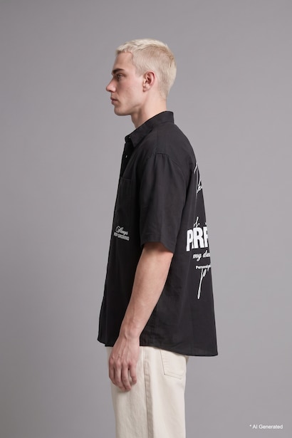 Oversize Fit Cotton Short Sleeve Shirt