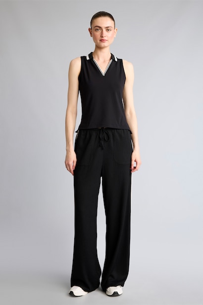 Wide Leg Şeritli Krinkıl Pantolon