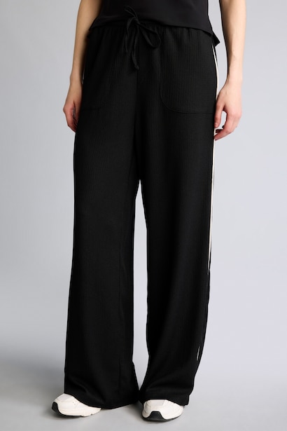 Wide Leg Şeritli Krinkıl Pantolon