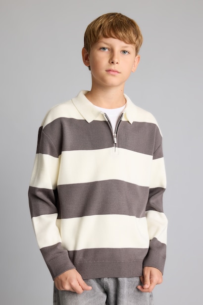 Boy Regular Fit Polo Collar Pullover