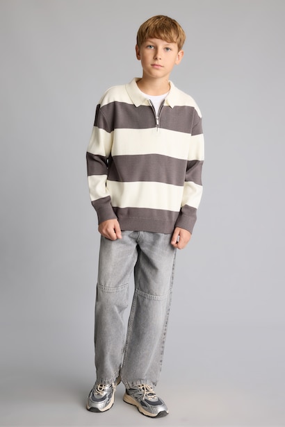 Boy Regular Fit Polo Collar Pullover