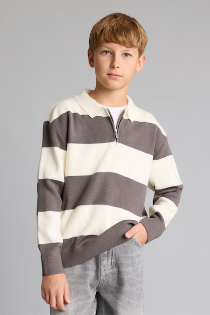 Boy Regular Fit Polo Collar Pullover