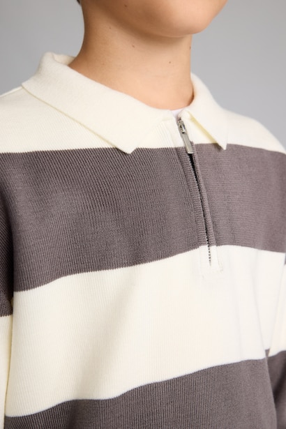 Boy Regular Fit Polo Collar Pullover