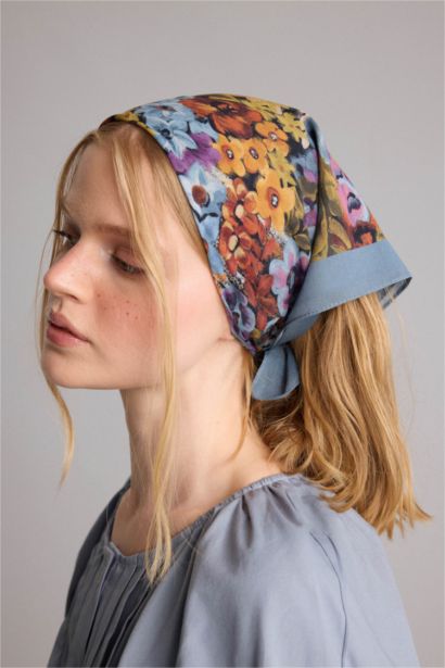 Manuka x Defacto Kadın Çiçek Desenli Pamuklu Bandana