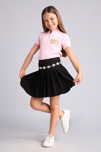 Pileli Mini Etek Kız Çocuk