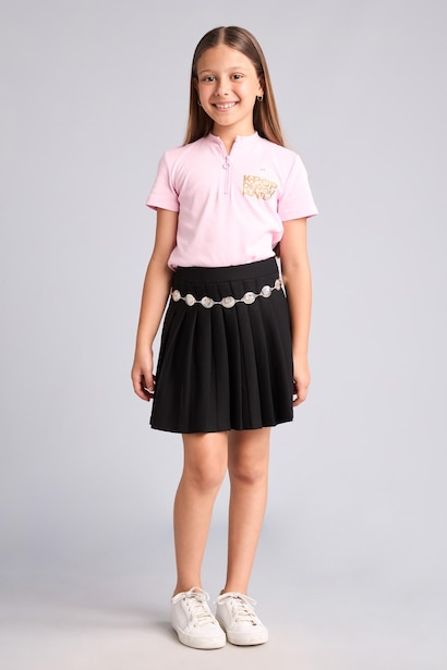 Pileli Mini Etek Kız Çocuk