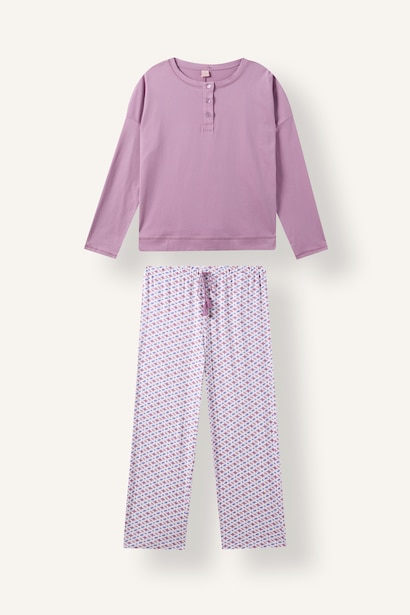Relaxed Fit Desenli Pijama Takımı