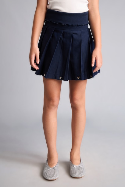 Girl Gabardine Navy Skirt