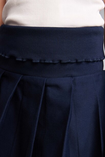 Girl Gabardine Navy Skirt