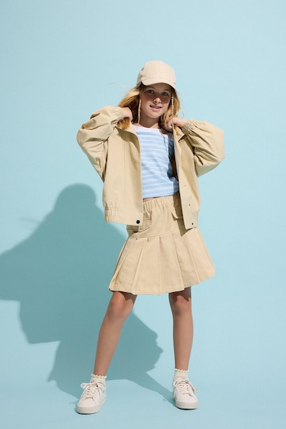 Girl Beige Gabardine Skirt