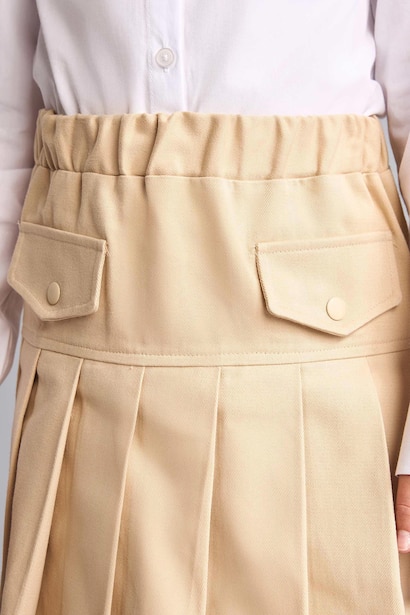 Girl Beige Gabardine Skirt