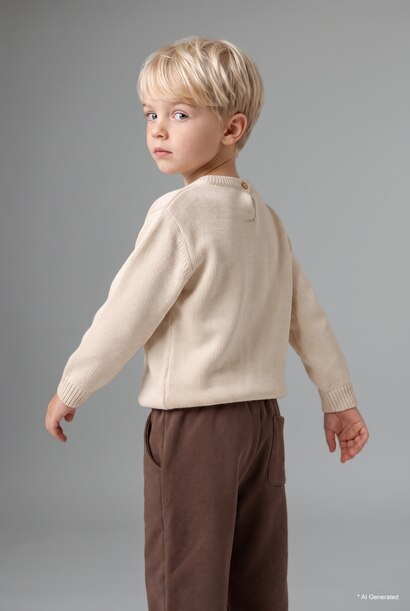 Baby Boy Oversize 3D Dinosaur Knit Pullover