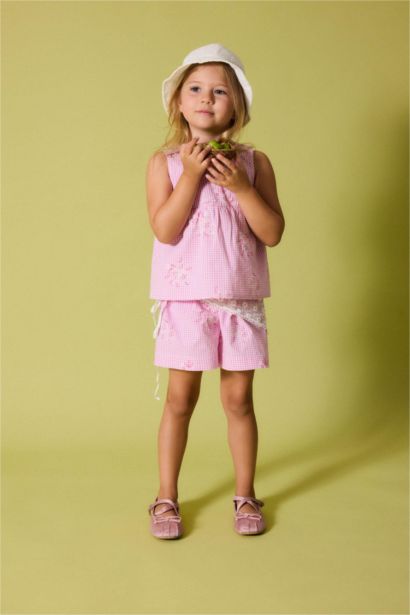 Baby Girl Poplin Printed Short Sleeve Shirt