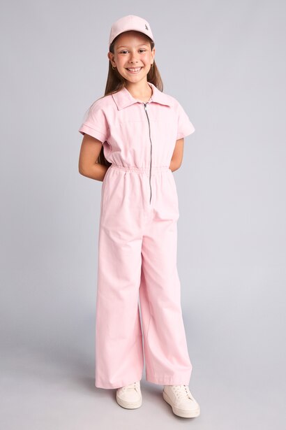 Combinaison lilas 100% coton à fermeture zippée pour fille