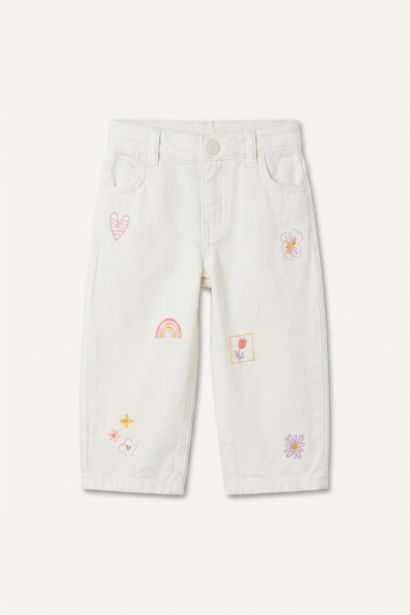Baggy Fit İşlemeli Pantolon Kız Bebek