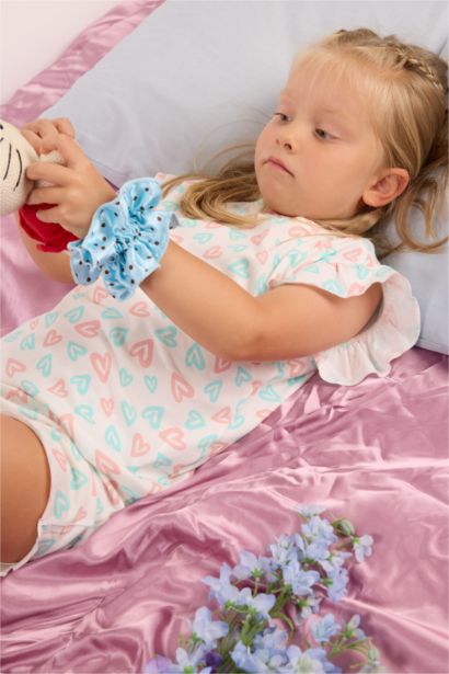 %100 Pamuk Baskılı 2'li Pijama Takımı Kız Bebek