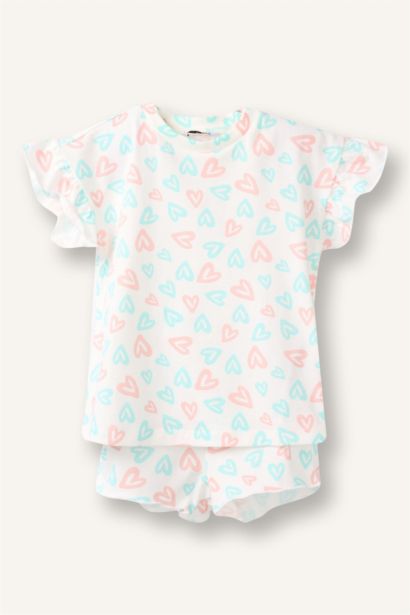 %100 Pamuk Baskılı 2'li Pijama Takımı Kız Bebek