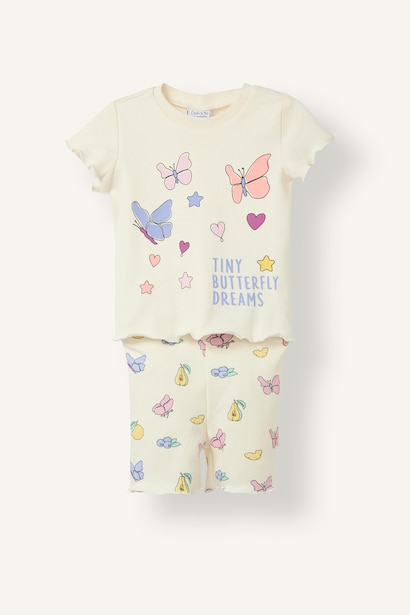 Baby Girl 2-Piece Ribbed Pyjama Set