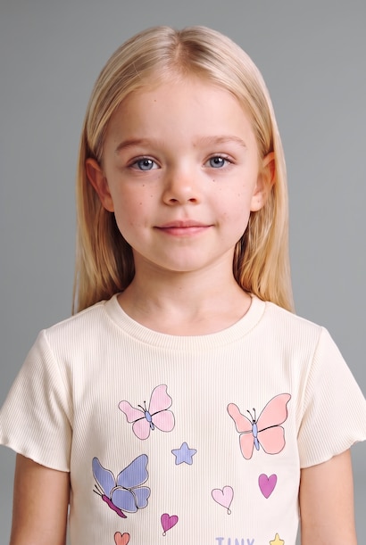 Baskılı Şortlu 2'li Pijama Takımı Kız Bebek