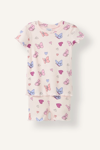 Pamuklu Regular Fıt Şotlu 2'li Pijama Takımı Kız Bebek