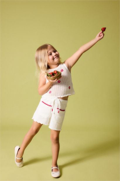 Baby Girl Wrinkled Textured Fabric Shorts