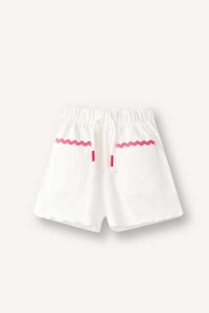 Baby Girl Wrinkled Textured Fabric Shorts
