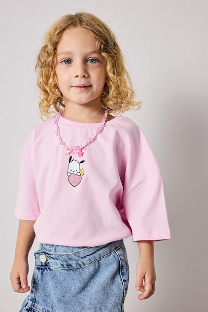 %100 Pamuk Pochacco Lisanslı Penye Tişört Kız Bebek