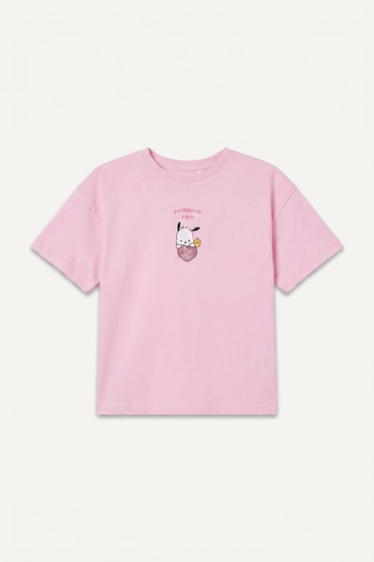 %100 Pamuk Pochacco Lisanslı Penye Tişört Kız Bebek