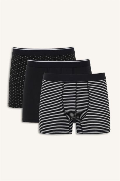 Regular Fıt Pamuklu Çizgili 3'lü Boxer