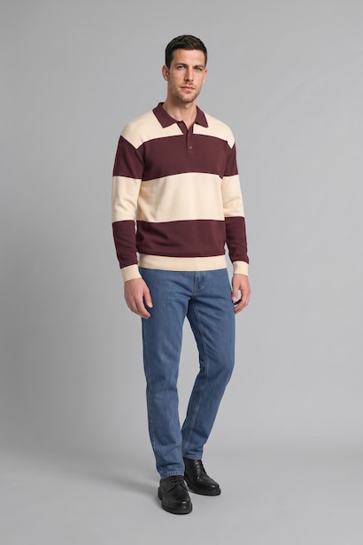 Relaxed Fit Çizgili Kazak