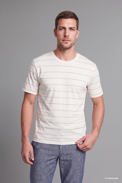 Regular Fit Kısa Kollu Çizgili Tişört