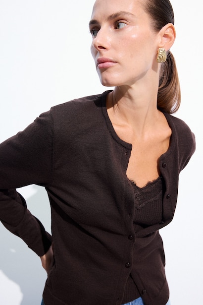 Regular Fit Düğmeli Basic Hırka