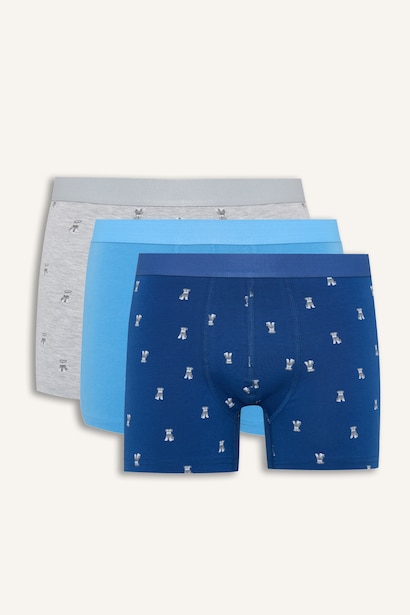Regular Fit Elastic Waistband Patterned 3 Piece Boxers