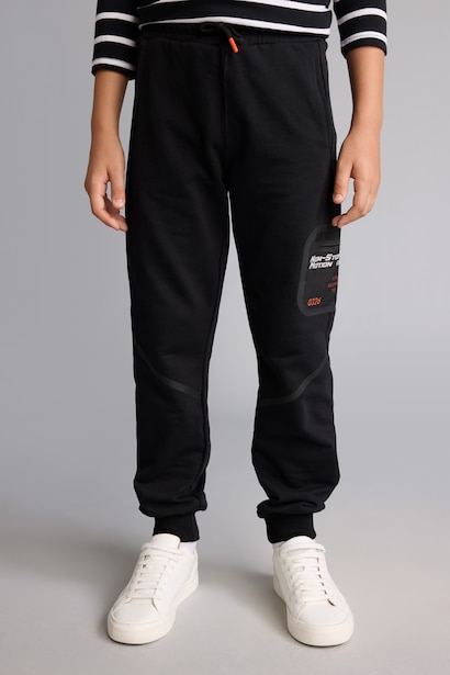 Boy Barrel Fit 100% Cotton Black Printed Sweatpants