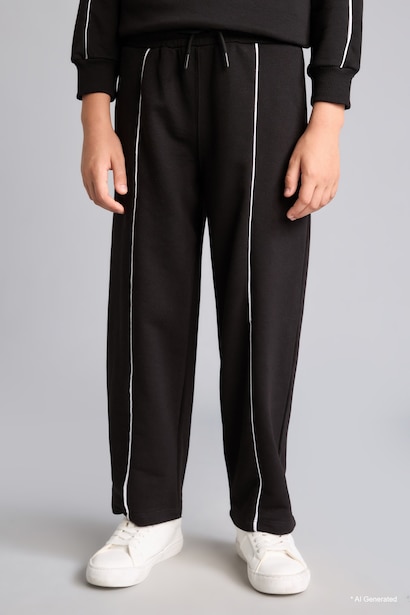 Boy Barrel Fit Black College Print Sweatpants