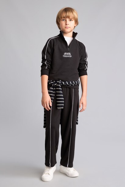 Boy Barrel Fit Black College Print Sweatpants