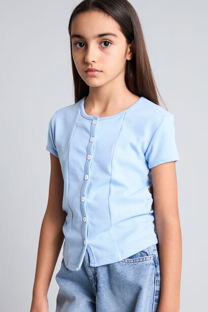 Girl Ribbed Short Sleeve T-Shirt