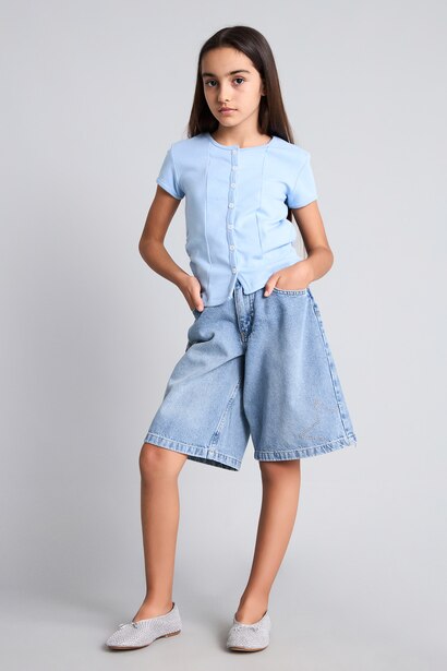 Girl Ribbed Short Sleeve T-Shirt