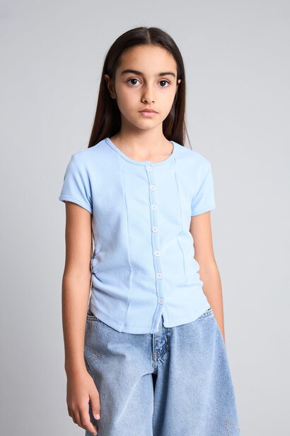 Girl Ribbed Short Sleeve T-Shirt