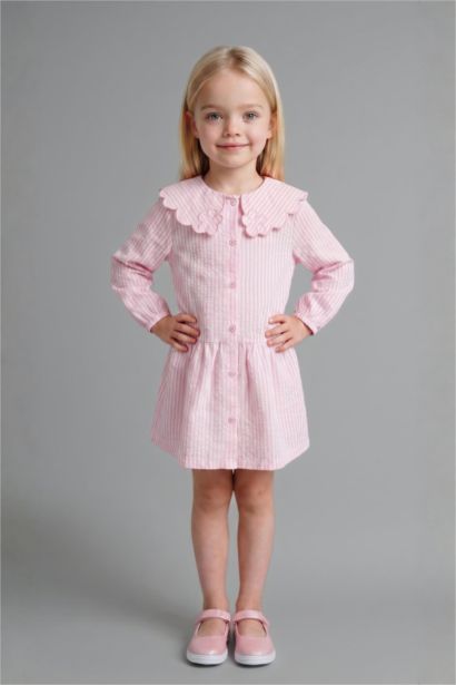 Striped Long Sleeve Woven Dress