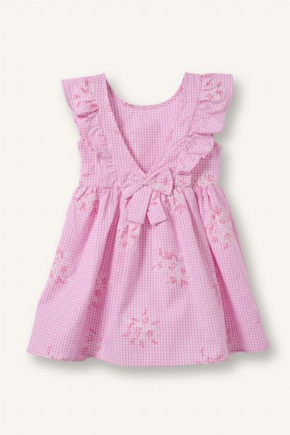 Kolsuz Poplin Elbise Kız Bebek