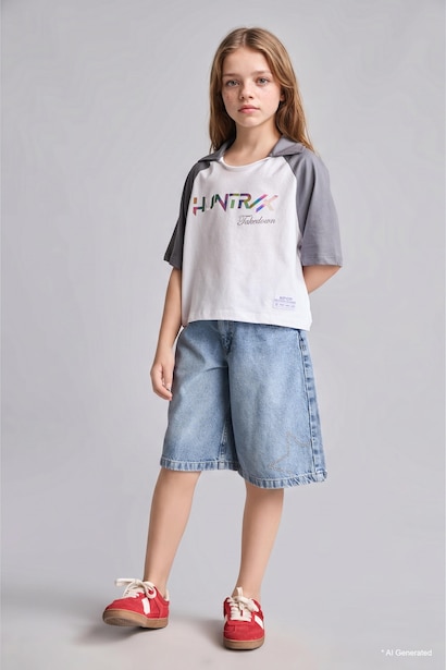 Girl Purple 100% Cotton White Short Sleeved K-pop Polo T-Shirt