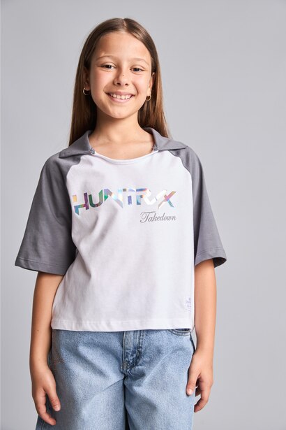 Girl Purple 100% Cotton White Short Sleeved K-pop Polo T-Shirt